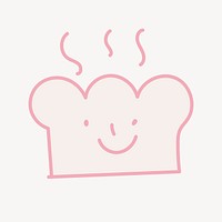 Pink bread, cute doodle, design element vector