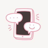 Pink texting, cute doodle, design element vector