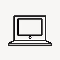 Laptop icon, black & white illustration design element vector 