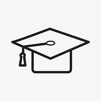 Graduate icon, black & white illustration design element vector 