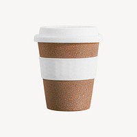 Cork coffee cup, eco-friendly product, drink collage element psd