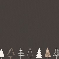 Aesthetic brown background, glitter pine forest border