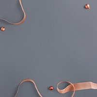 Gray background, rose gold ribbons border