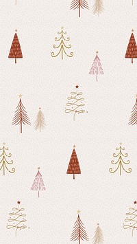 Cream Christmas mobile wallpaper, cute doodle pattern