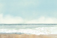 Beach waves background, oil pastel illustration