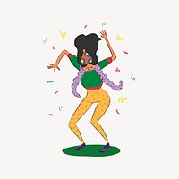 Dancing girl, cute party collage element vector