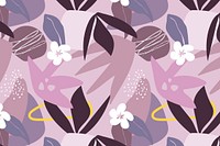 Floral pattern collage element, purple design vector