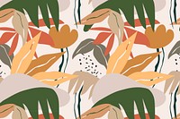 Botanical pattern collage element, earth tone design vector