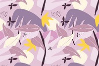 Botanical pattern collage element, purple design vector