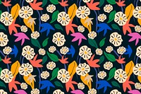 Colorful flowers pattern collage element, tropical design vector