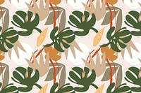 Leaf pattern collage element, tropical design vector