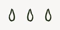 Green water drop, doodle weather element vector set