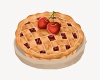 Cherry pie illustration collage element psd