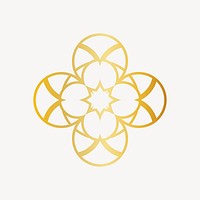 Flower logo element, luxury line art design element vector