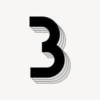 B letter, cool geometric design element vector