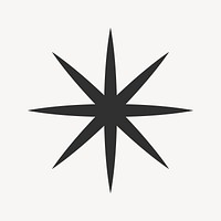 Black starburst shape, minimal design vector