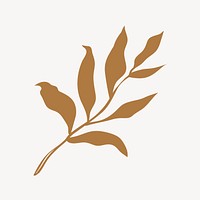 Brown leaf collage element, minimal design vector