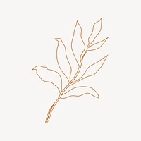 Brown leaf collage element, minimal design vector