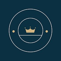 Circle line badge, crown collage element psd