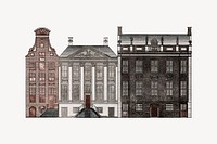 Vintage building illustration collage element vector