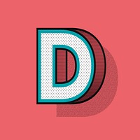 Alphabet D 3D halftone effect typography