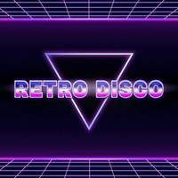 Retro disco word on futuristic background