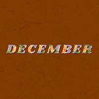 December word retro floral typography