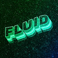 Fluid word 3d vintage wavy typography illuminated green font