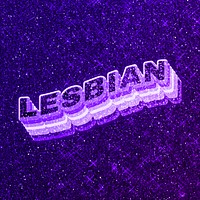 Lesbian text 3d retro word art glitter texture