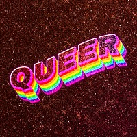 Queer word 3d effect typeface rainbow lgbt pattern