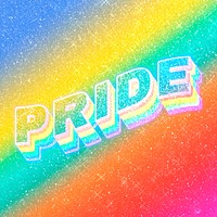 Pride word 3d vintage typography rainbow gradient texture