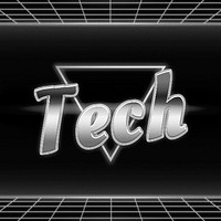 Retro 80s neon technology word grid typography