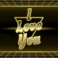 I love you neon grid text typograph