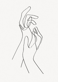 Hands line art collage element psd