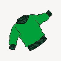Green sweater illustration. Free public domain CC0 image.