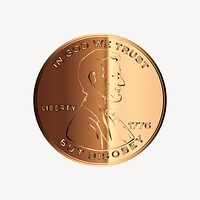 Lincoln cent clipart, illustration psd. Free public domain CC0 image.