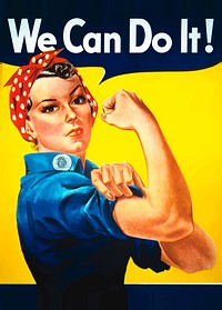 J. Howard Miller's "We Can Do It!" poster illustration. Free public domain CC0 image.