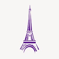 Eiffel tower clipart, illustration. Free public domain CC0 image.