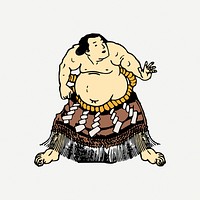 Sumo wrestler clipart, illustration psd. Free public domain CC0 image.
