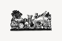 Food variety clipart, illustration vector. Free public domain CC0 image.