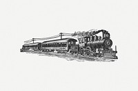 Vintage train clipart, illustration psd. Free public domain CC0 image.