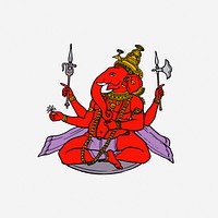 Ganesha deity clipart, illustration. Free public domain CC0 image.