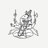 Ganesha deity clipart, illustration psd. Free public domain CC0 image.