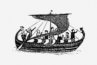 Sailing ship illustration. Free public domain CC0 image.