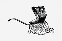 Baby carriage clipart, illustration. Free public domain CC0 image.