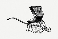 Baby carriage clipart, illustration psd. Free public domain CC0 image.