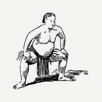 Japanese sumo collage element psd. Free public domain CC0 image.