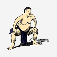 Japanese sumo illustration. Free public domain CC0 image.