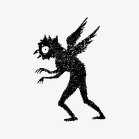 Bird demon clipart, illustration psd. Free public domain CC0 image.