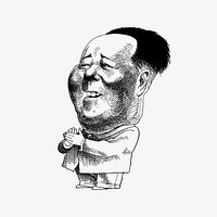Mao Zedong caricature clipart, drawing illustration vector. Free public domain CC0 image.
